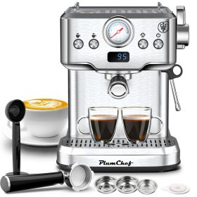 20 Bar Professional Espresso Machine with Milk Frother, Single & Double Shot, ESE Pod Compatible, Visual Temperature and Pressure Display