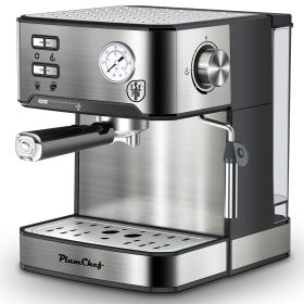 PlumChef Espresso Machine 20 Bar Professional Compact Household Coffee Espresso Maker with Milk Frother Steam Wand Pressure Gauge 54oz Water Tank