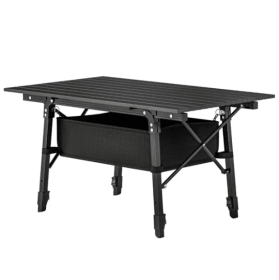 Aluminum Small Folding Table   Dining Table (Color: black)