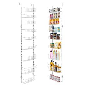 9-Tier Over the Door Pantry Organizer Hanging Storage Rack Adjustable Kitchen (Color: White, Number of Layers: 9)
